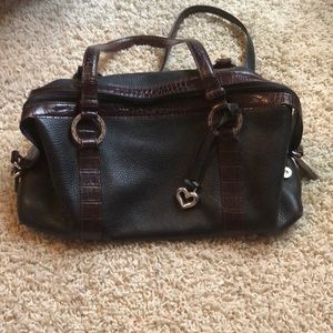 Brighton Shoulder Bag Satchel Croc Leather Brown